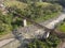 Aerial view of old rail track bridge in Temanggung, Indonesia