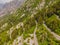 Aerial view on the Old Road serpentine in the national park Lovcen, Montenegro