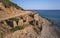 Aerial view on old ruins near Aliki beach on Crete