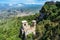 Aerial view of the old Torretta Pepoli castle in the mountains in Erice, Sicily, Italy