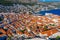 Aerial view of the old town of Croatian town Dubrovnik