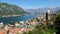 Aerial view of the old town of Kotor, Montenegro. Bay of Kotor bay is one of the most beautiful places on Adriatic Sea. Historical