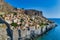 Aerial view of the old town of Monemvasia in Lakonia of Peloponnese, Greece