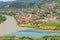 Aerial view on old town Mtskheta and confluence of the rivers Kura and Aragvi in Georgia