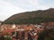 Aerial view of the old town of romanian city brasov taken from the citadel hill.