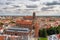 Aerial view of the old town with saint Marys church in Gdansk