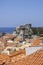 Aerial view of Old Town (Stari Grad) from medieval city â€‹â€‹wall by Adriatic Sea, Dubrovnik, Croatia