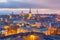 Aerial view old town at sunset, Tallinn, Estonia