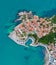 Aerial view of the old town Ulcinj