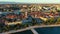 Aerial view of the Old Town of Zadar, Croatia. Aerial shot of Zadar old town, famous tourist attraction in Croatia. City of Zadar