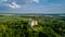 Aerial view of the Olesky Castle. Very beautiful castle near Lviv.