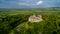 Aerial view of the Olesky Castle. Very beautiful castle near Lviv.