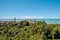 Aerial view of Olinda Lighthouse and Church of Our Lady of Grace, Catholic Church built in 1551, Olinda, Pernambuco, Brazil