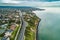 Aerial view of Olivers Hill houses along coastline.