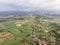 Aerial view on Olloix, small french village , Puy-de-Dome, Auvergne-rhone-alpes