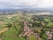 Aerial view on Olloix, small french village , Puy-de-Dome, Auvergne-rhone-alpes