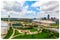 Aerial view of the Omaha Plaza at the Omaha Nebraska landing of the Bob Kerrey pedestrian bridge