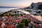 Aerial View on Omis Old Town and Cetina River, Dalmatia