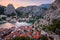 Aerial View on Omis Old Town and Cetina River Gorge, Dalmatia