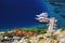 Aerial view of Omis resort on the Dalmatian Coast, Croatia