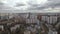 Aerial view of one of the districts of Moscow, cloudy weather. Urban cityscape from quadrocopter