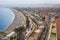 Aerial view onto the bay called `Baie des Anges` with the city of Nice, France