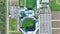 Aerial view of open air ballpark with new baseball stadiums in rural Florida. American sport infrastructure