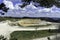 Aerial view of opencast mining quarry