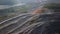 Aerial view opencast mining quarry. industrial enterprise