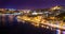 Aerial view of Oporto city at night