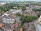 aerial view of The Oratory Church of Saint Wilfrid, Gothic Revival style church. Duncombe Place, York,