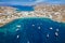 Aerial view of Ornos beach on the island of Mykonos