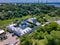 Aerial view of the Orthodox Christian monastery in the city of Slatina, Romania.