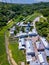 Aerial view of the Orthodox Christian monastery in the city of Slatina, Romania