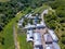 Aerial view of the Orthodox Christian monastery in the city of Slatina, Romania