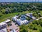 Aerial view of the Orthodox Christian monastery in the city of Slatina, Romania