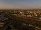 Aerial view of Ostrow Wielkopolski, Poland, with several tracks winding through the city