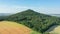 Aerial view of Ostrzyca Proboszczowska - extinct volcano in Poland