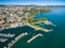 Aerial view of Ouchy waterfront in Lausanne, Switzerland