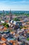 Aerial view of Oude Kerk church in Delft, Netherlands