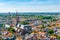 Aerial view of Oude Kerk church in Delft, Netherlands