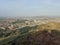 Aerial view over Arthur`s Seat mountain, the main peak of the group of hills in Edinburgh, Scotland