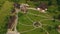 Aerial view over Barsana Monastery, Maramures - Romania