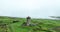 Aerial view over the beautiful Doonagore Castle off the west coast of Ireland