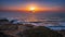 Aerial view over beautiful  ocean during  sunset. Top view to the ocean in summer day while sunset - closeup. Drone view of a