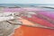 Aerial view over beautiful salt fields