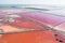 Aerial view over beautiful salt fields