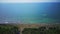Aerial view over the Black sea coastline with black volcanic sand