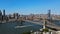 Aerial view of on over Brooklyn, New York over Hudson River near the Brooklyn bridge of New York City