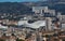 Aerial view over the city of Marseille, the Stade Velodrome.